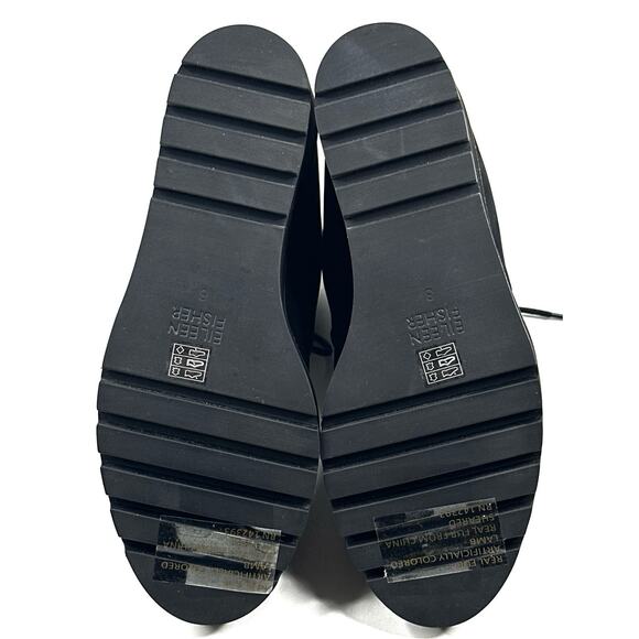 Eileen Fisher Alpine Black Nubuck Wedge Bootie Womens 8 Real Shearling New $275 - Picture 11 of 11